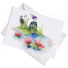 Load image into Gallery viewer, Oladesign - Greeting Card - Lotus - Meditation Nature Heron