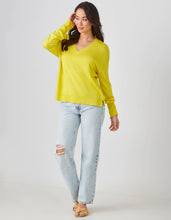 Load image into Gallery viewer, Cashmere Relaxed V-Neck Sweater - Lime