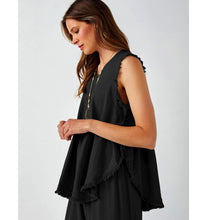 Load image into Gallery viewer, Maya Sleeveless Linen Swing Top - Black