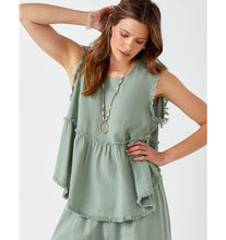 Load image into Gallery viewer, Maya Sleeveless Linen Swing Top - Sage