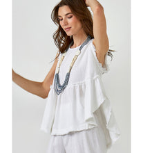 Load image into Gallery viewer, Maya Sleeveless Linen Swing Top - White