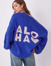 Load image into Gallery viewer, Chunky Aloha Knit Cardigan Cobalt Blue