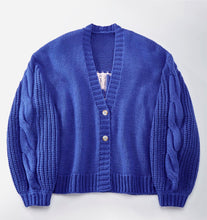Load image into Gallery viewer, Chunky Aloha Knit Cardigan Cobalt Blue