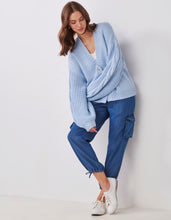 Load image into Gallery viewer, Chunky Evil Eye Knit Cardigan Light Blue
