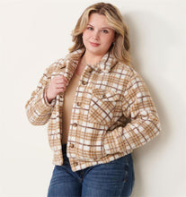 Load image into Gallery viewer, Sherpa Jacket - Tan Plaid