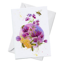 Load image into Gallery viewer, Oladesign - Greeting Card - Honeycomb - Watercolor Flowers Bees