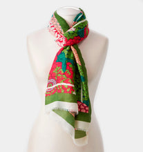 Load image into Gallery viewer, Floral Print Wrap Scarf - Green