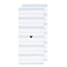 Load image into Gallery viewer, Heart Stripe With Love Tea Towel Set Tan
