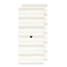 Load image into Gallery viewer, Heart Stripe With Love Tea Towel Set Grey
