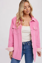 Load image into Gallery viewer, Beth Corduroy Sherpa Jacket - Barbie Pink
