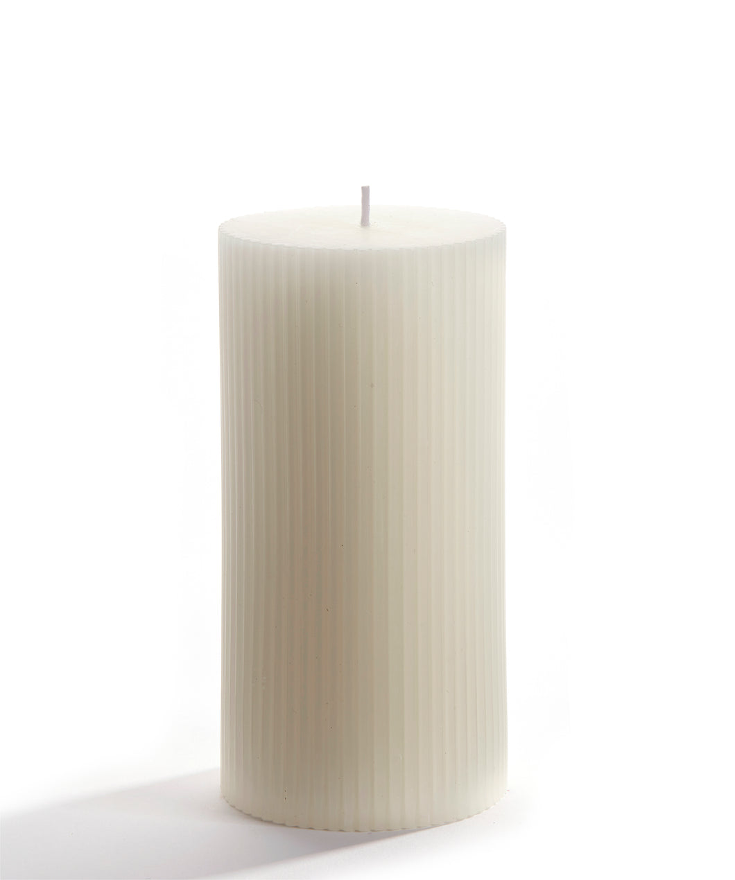 Textured Striped White Pillar Candle - 3x6
