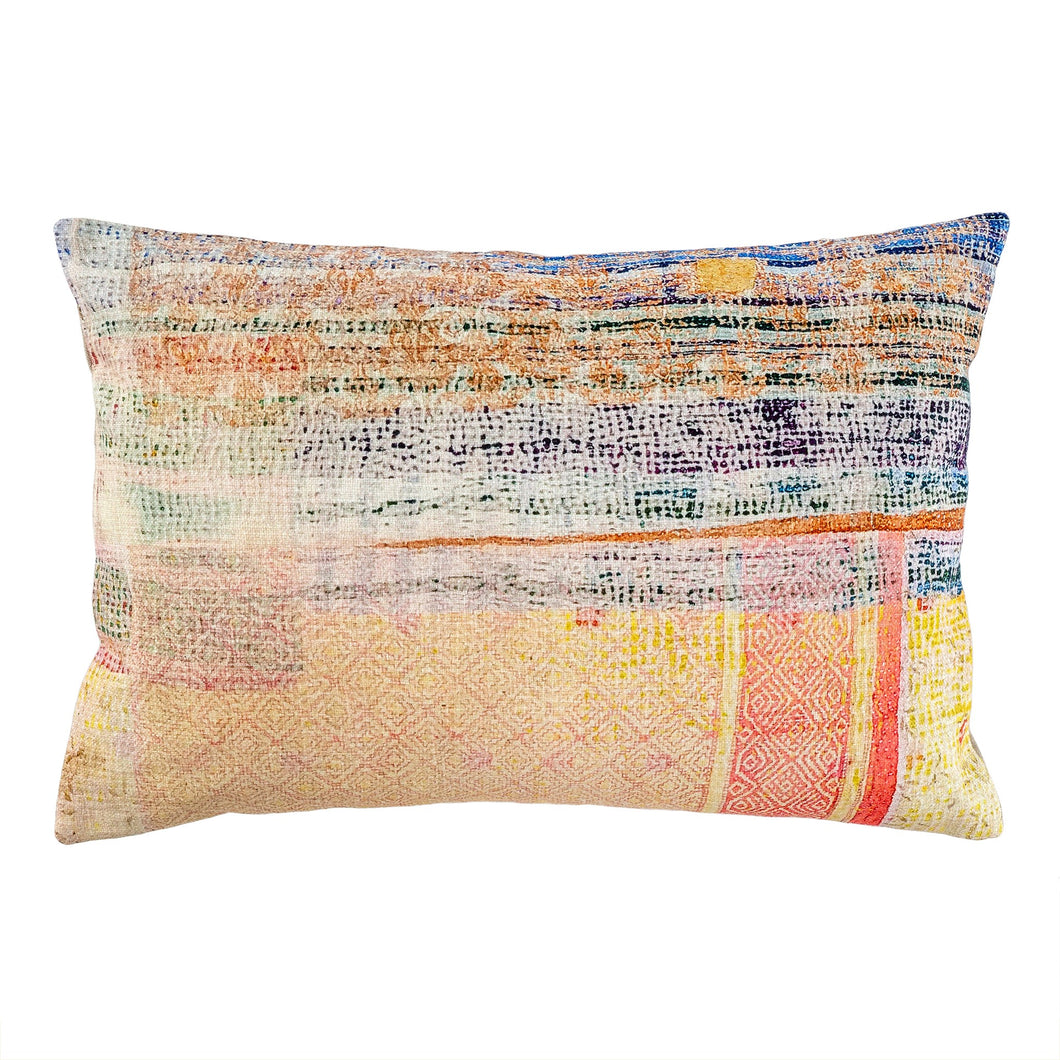 Kantha Cloth Printed Pillow - Sunset