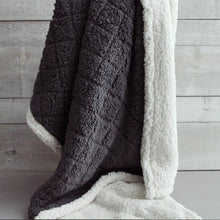 Load image into Gallery viewer, Diamond Embossed Sherpa Reverse Throw - Charcoal
