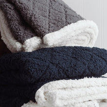 Load image into Gallery viewer, Diamond Embossed Sherpa Reverse Throw - Charcoal
