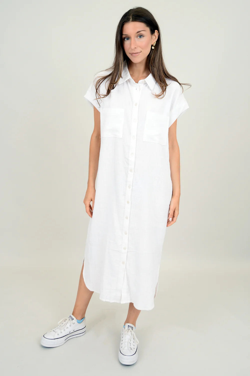 Aira Bubble Gauze Long Shirt Dress
