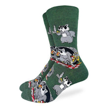 Load image into Gallery viewer, Good Luck Sock - Men's Raccoon Eating Trash Socks
