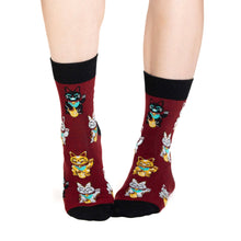 Load image into Gallery viewer, Good Luck Sock - Women's Lucky Waving Cat Socks
