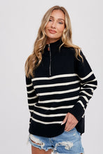 Load image into Gallery viewer, Sophie Quarter Zip Up Stripe Pullover
