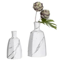 Load image into Gallery viewer, Aris Marble Ceramic Faceted Vase - Large
