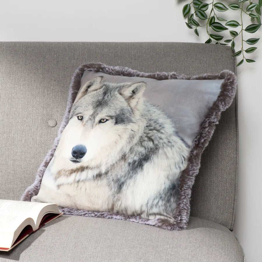 Lodge Velour Cushion - Wolf