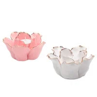 Load image into Gallery viewer, Rose Gold White Flower Tealight Holder

