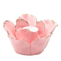 Load image into Gallery viewer, Rose Gold Pink Flower Tealight Holder
