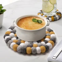 Load image into Gallery viewer, Modwool Felt Trivet - Yellow/Grey/White
