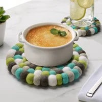Load image into Gallery viewer, Modwool Felt Trivet - Teal/Green/Grey/White
