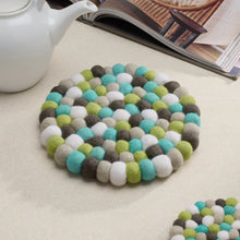 Load image into Gallery viewer, Modwool Felt Trivet - Teal/Green/Grey/White
