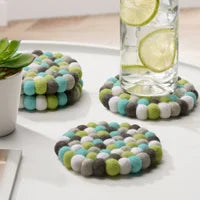 Load image into Gallery viewer, Modwool Felt Coaster Set - Teal/Green/Grey/White
