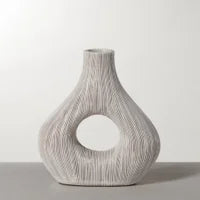 Load image into Gallery viewer, Alma Etched Patina Donut Vase - Wide
