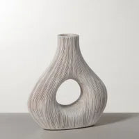 Load image into Gallery viewer, Alma Etched Patina Donut Vase - Wide
