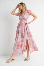 Load image into Gallery viewer, Floral Print Smocked Babydoll Maxi Dress - Dusty Pink
