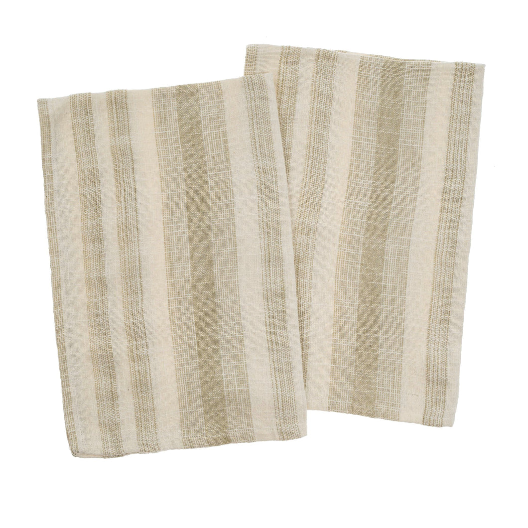Cabana Stripe Tea Towels S/2 - Sand