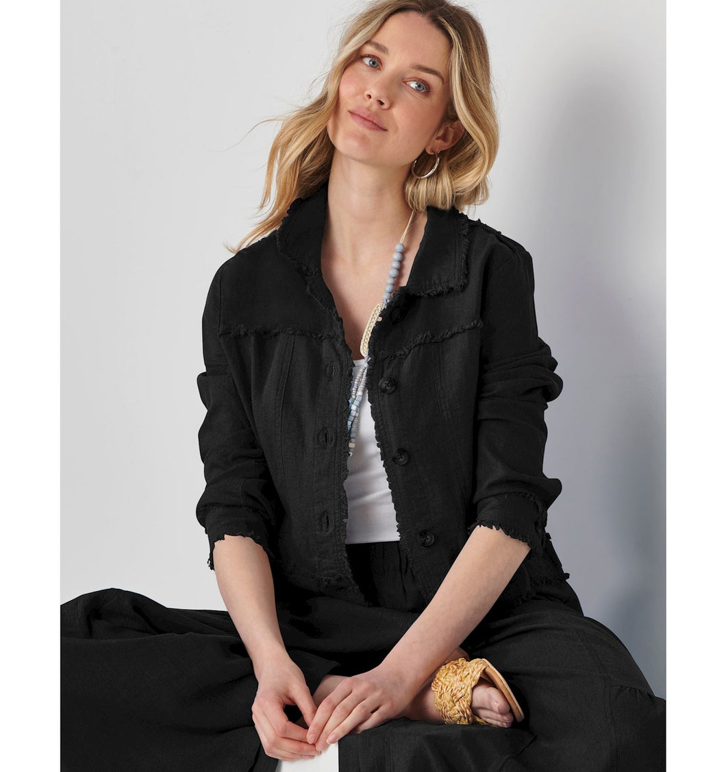 Jayla Linen Blend Jacket - Black