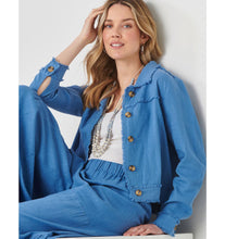 Load image into Gallery viewer, Jayla Linen Blend Jacket - Blue
