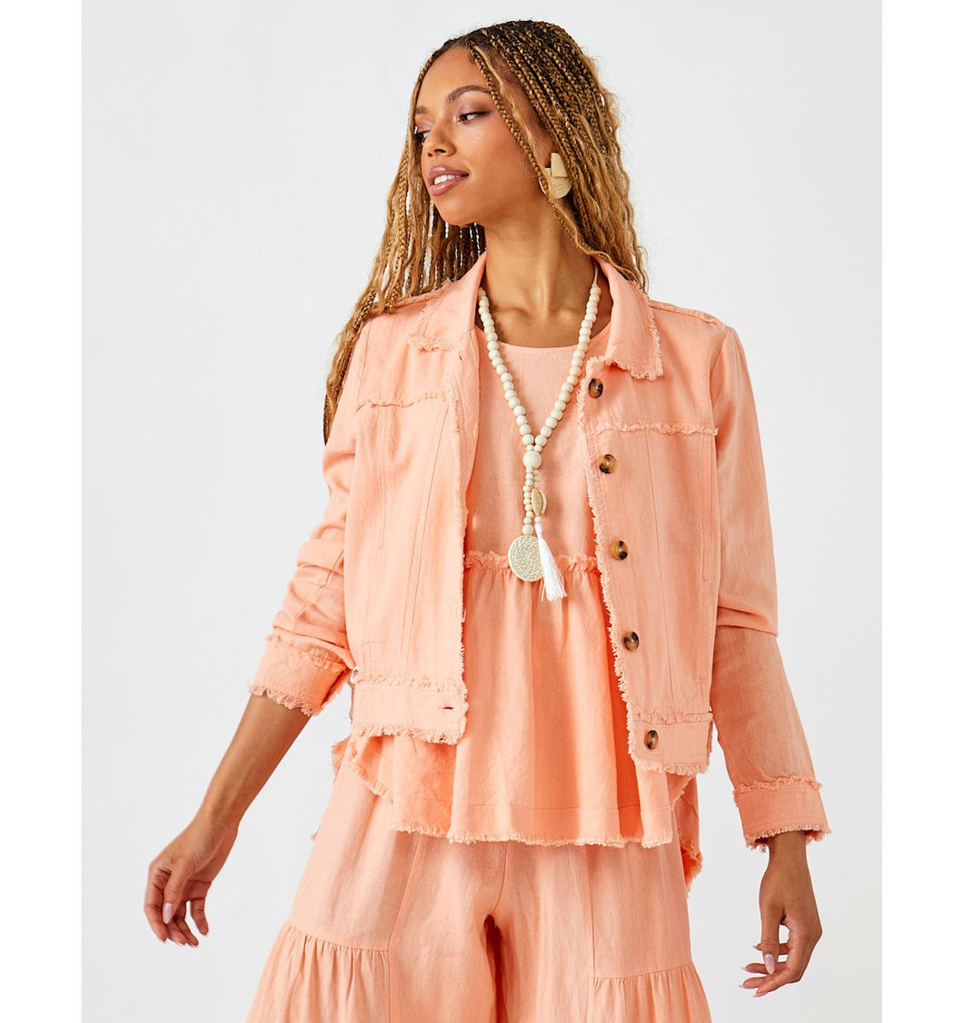 Jayla Linen Blend Jacket - Peach