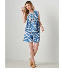Load image into Gallery viewer, Mykonos Sleeveless Linen Print Top - Blue

