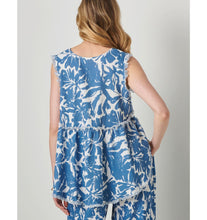 Load image into Gallery viewer, Mykonos Sleeveless Linen Print Top - Blue
