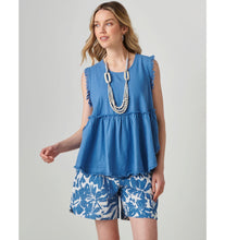 Load image into Gallery viewer, Maya Sleeveless Linen Swing Top - Blue
