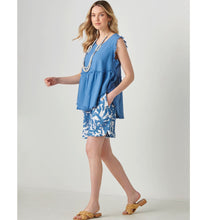 Load image into Gallery viewer, Maya Sleeveless Linen Swing Top - Blue
