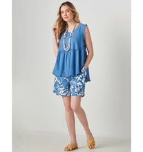 Load image into Gallery viewer, Maya Sleeveless Linen Swing Top - Blue
