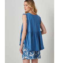 Load image into Gallery viewer, Maya Sleeveless Linen Swing Top - Blue
