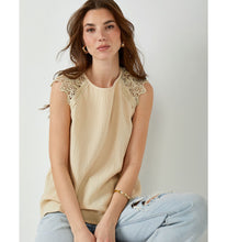 Load image into Gallery viewer, Emily Lace Shoulder Gauze Top - Beige
