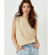 Load image into Gallery viewer, Emily Lace Shoulder Gauze Top - Beige
