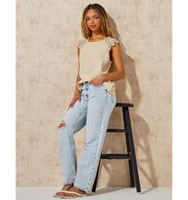 Load image into Gallery viewer, Emily Lace Shoulder Gauze Top - Beige
