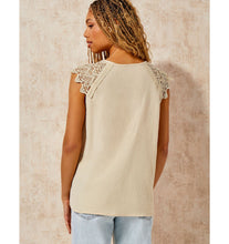 Load image into Gallery viewer, Emily Lace Shoulder Gauze Top - Beige
