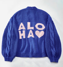 Load image into Gallery viewer, Chunky Aloha Knit Cardigan Cobalt Blue
