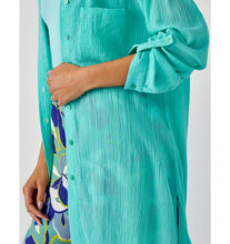 Load image into Gallery viewer, Beach Crinkled Button Down Shirt - Aqua
