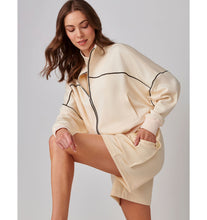 Load image into Gallery viewer, Mock Neck Dolman Zip Jacket - White

